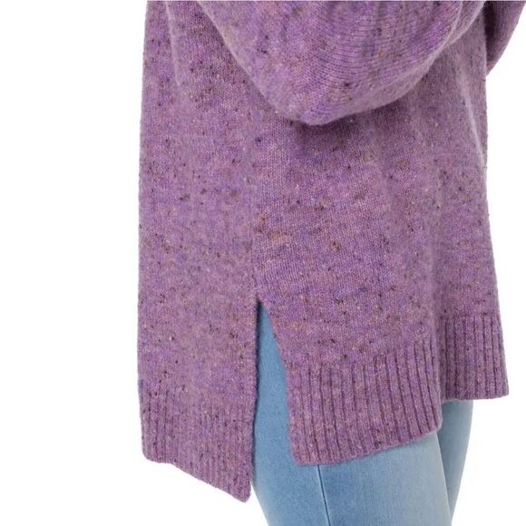 Well Worn Womens Mock Neck High Low Hem Purple Cozy Soft Nep Yarn Sweater Small - Picture 2 of 10